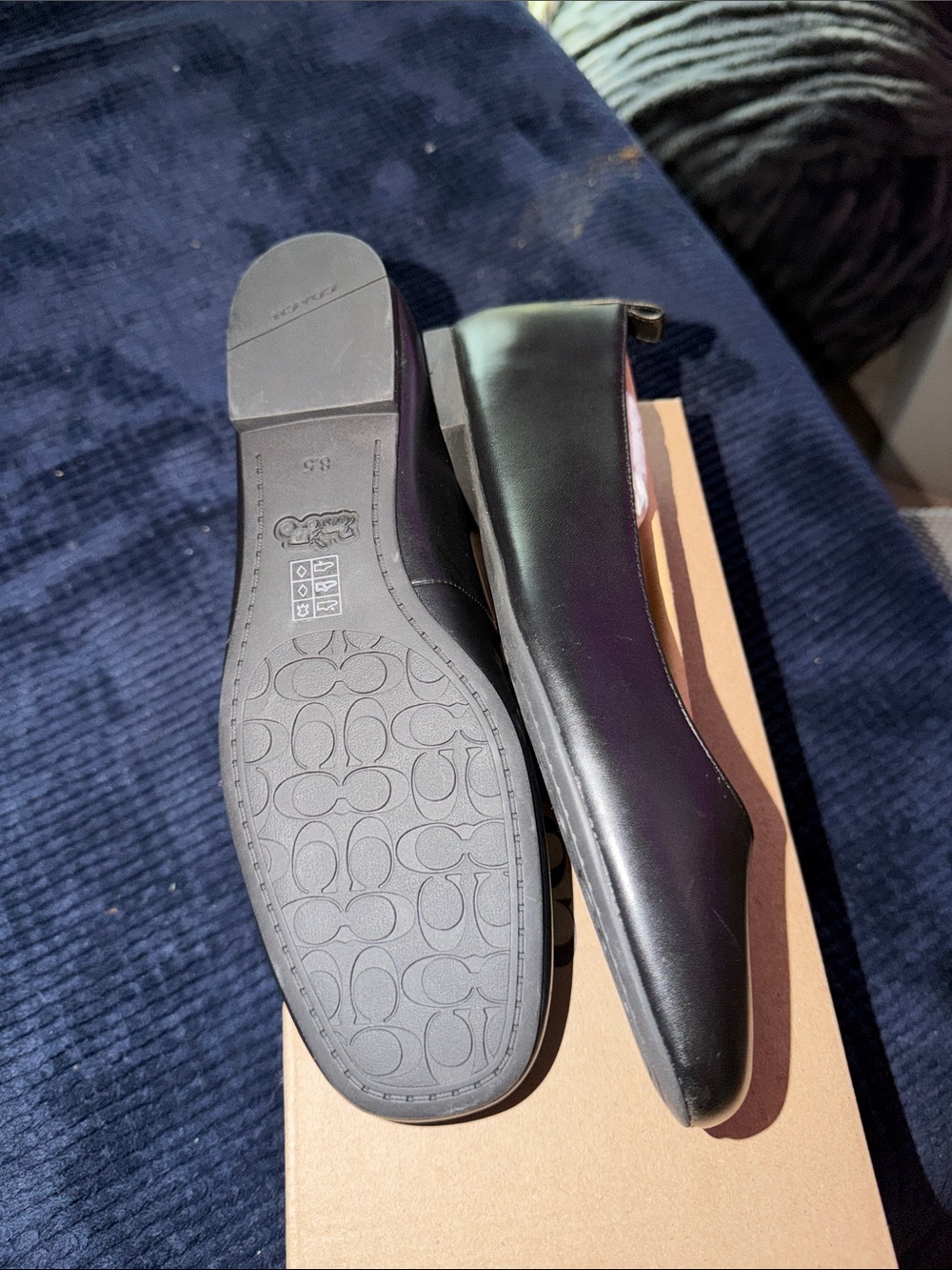 Coach Black Leather Slip-On Ballet Flats - Picture 3 of 8